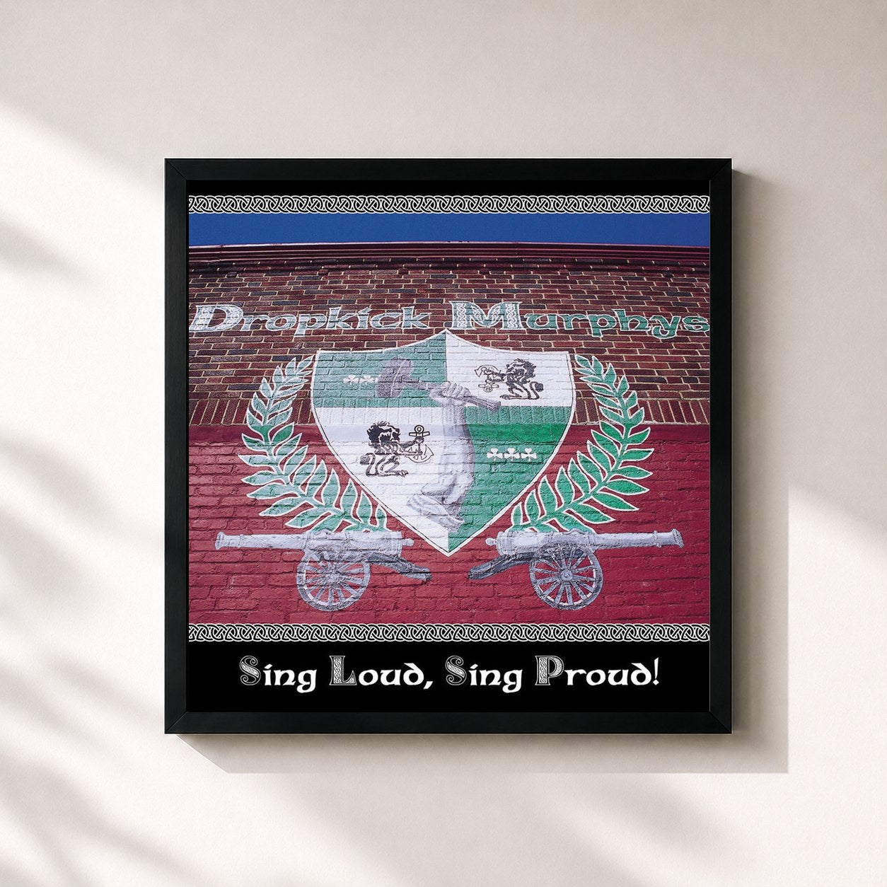 #noir Tableau carré de l'album Sing Loud, Sing Proud de Dropkick Murphys, cadre noir 32x32 cm