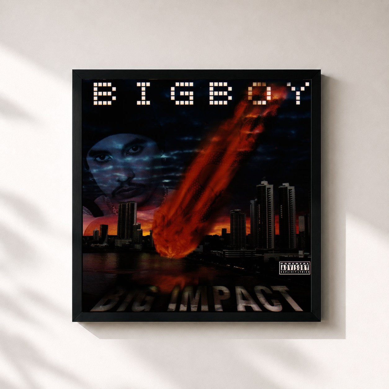 #noir Tableau carré de l'album Big Impact de Big Boy, cadre noir 32x32 cm