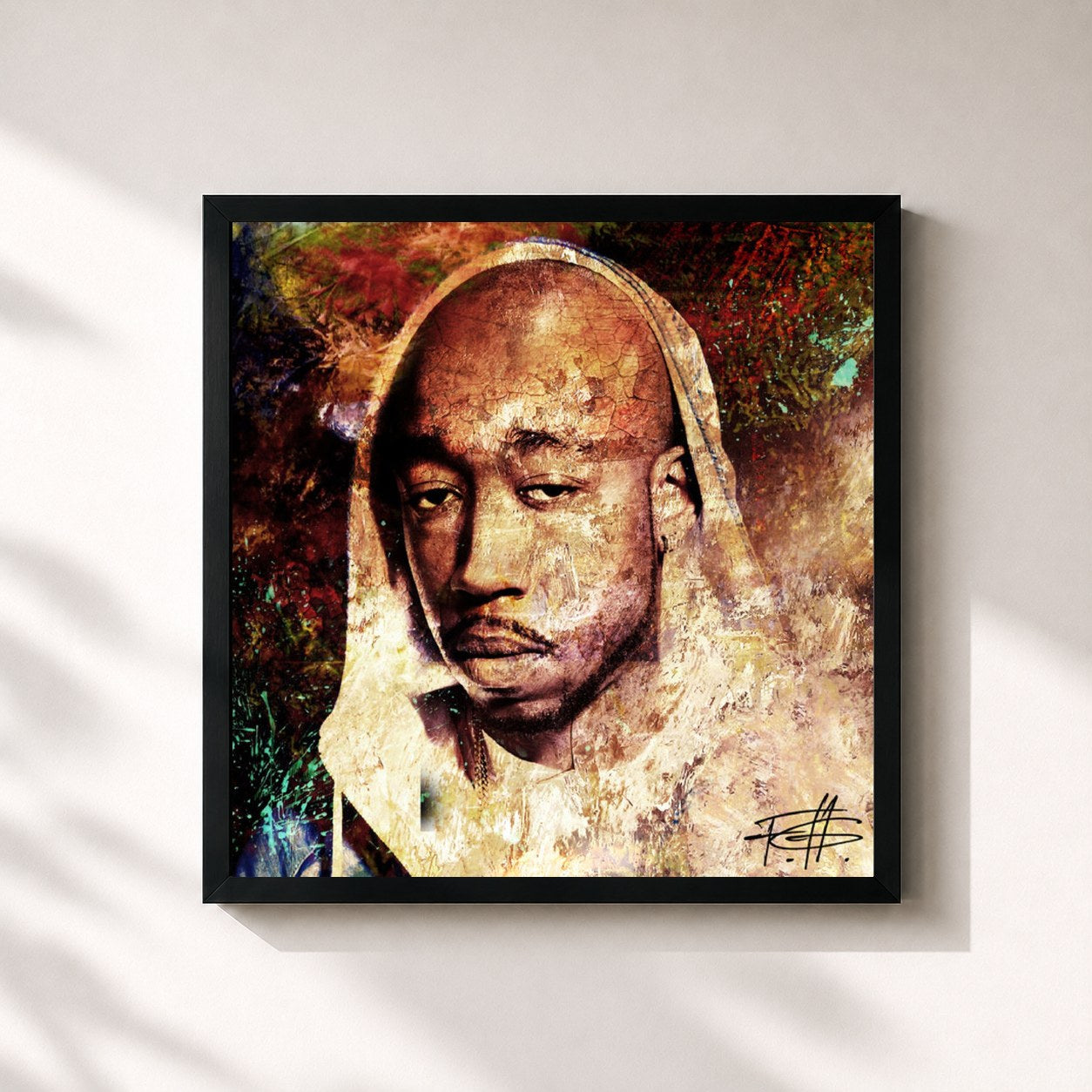 #noir Tableau carré de l'album Baby Face Killa de Freddie Gibbs, cadre noir 32x32 cm