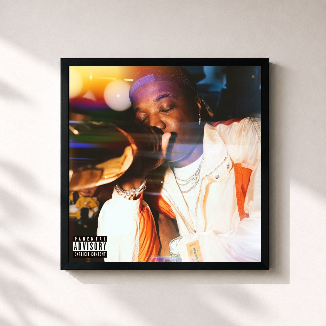 #noir Tableau carré de l'album Richer Than My Haters de Troy Ave, cadre noir 32x32 cm