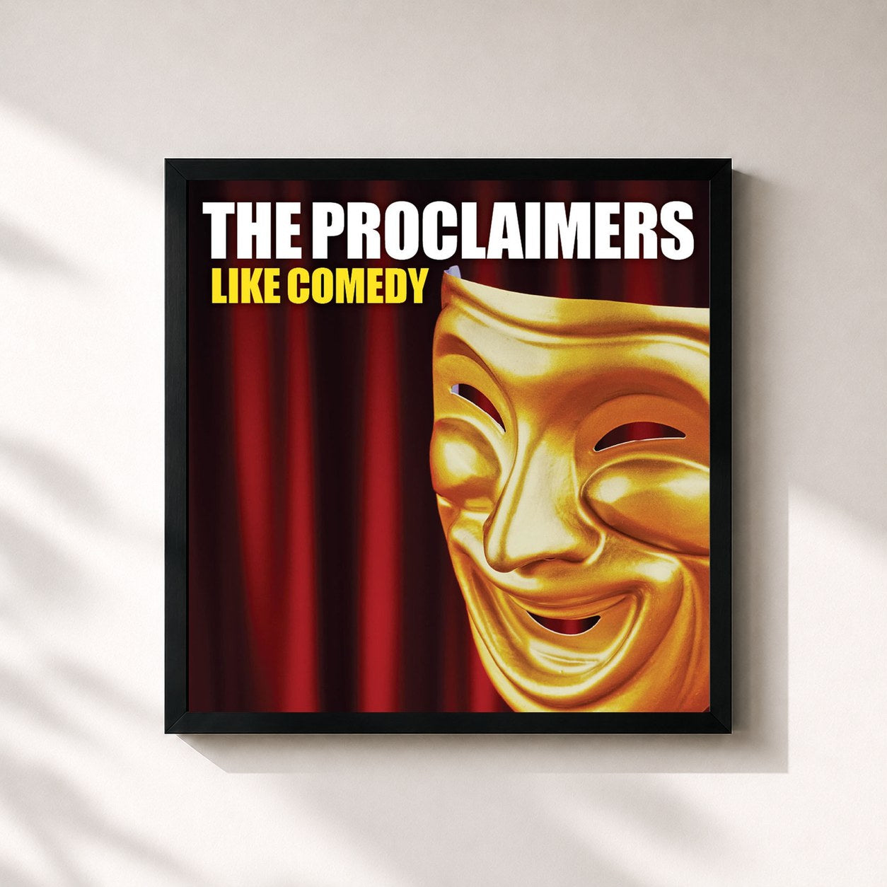 #noir Tableau carré de l'album Like Comedy de The Proclaimers, cadre noir 32x32 cm