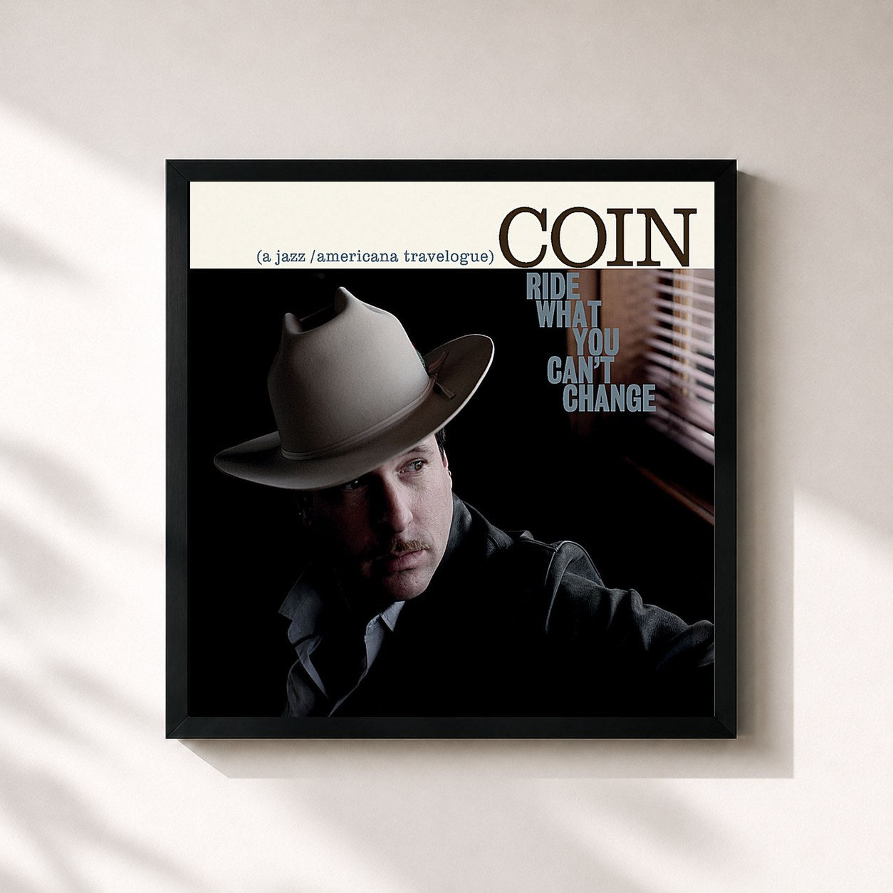 #noir Tableau carré de l'album Ride What You Can't Change de Coin, cadre noir 32x32 cm