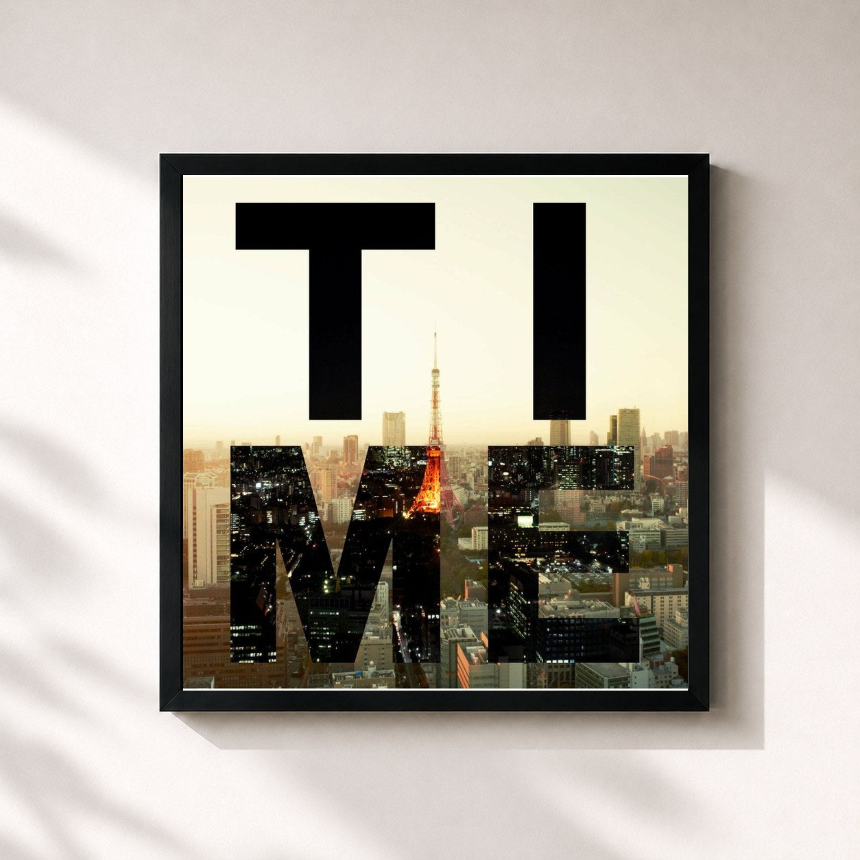 #noir Tableau carré de l'album TIME de KANA-BOON, cadre noir 32x32 cm