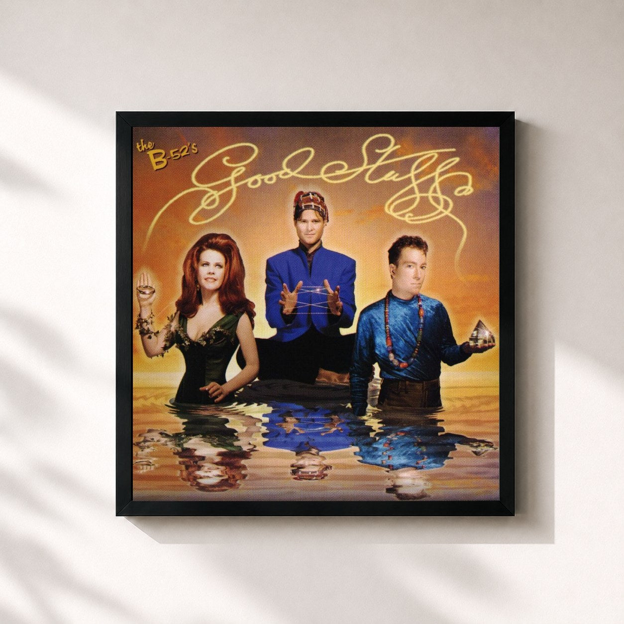 #noir Tableau carré de l'album Good Stuff de The B-52's, cadre noir 32x32 cm