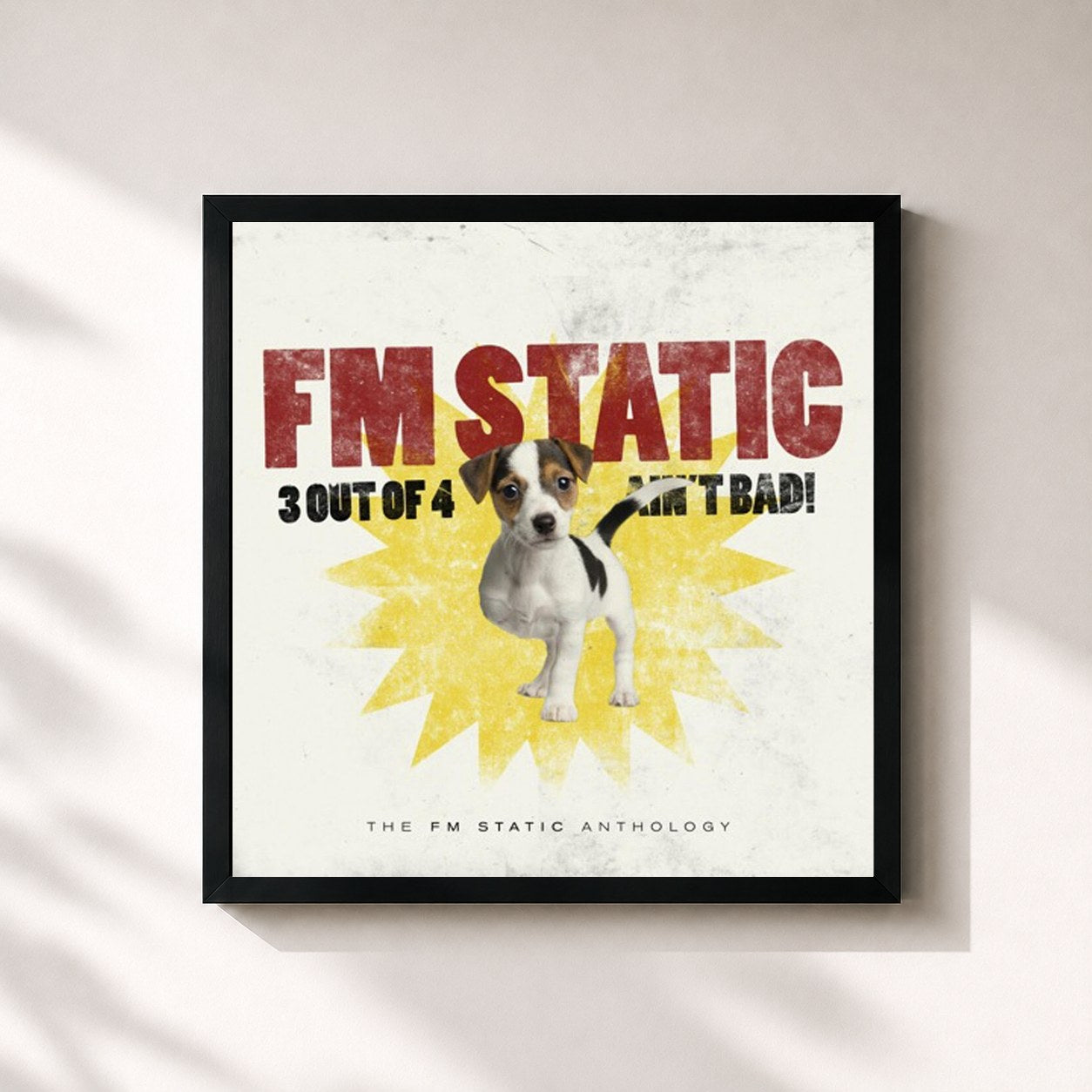 #noir Tableau carré de l'album 3 Out Of 4 Ain't Bad de FM Static, cadre noir 32x32 cm