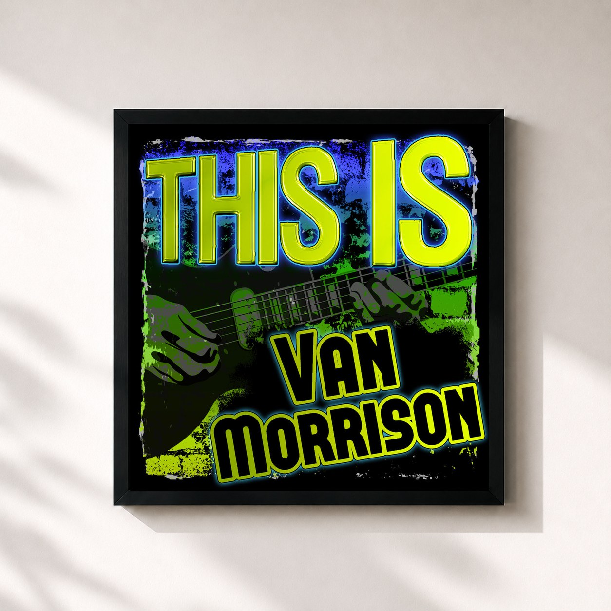 #noir Tableau carré de l'album This Is Van Morrison de Van Morrison, cadre noir 32x32 cm