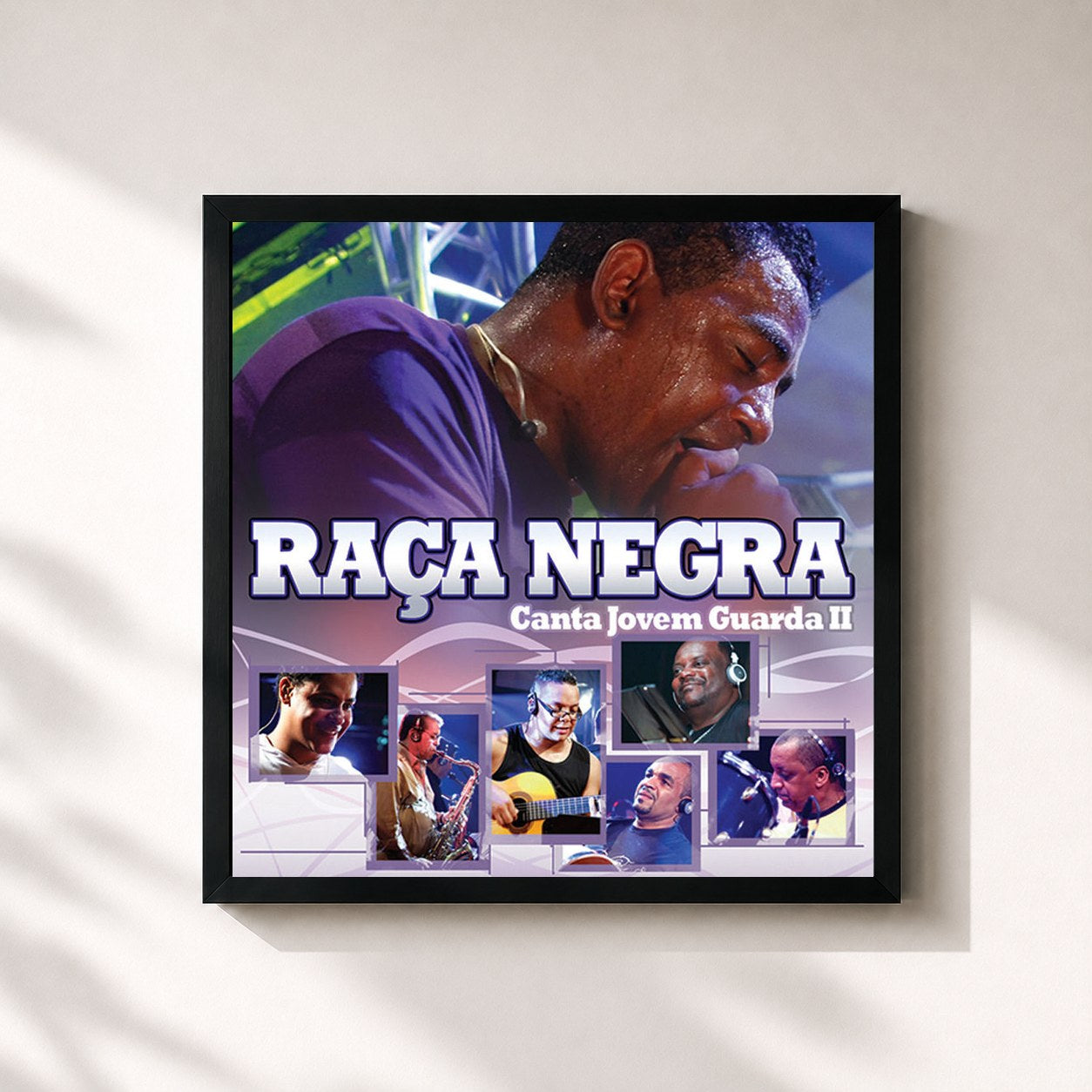 #noir Tableau carré de l'album Canta Jovem Guarda Vol. 02 de Raça Negra, cadre noir 32x32 cm