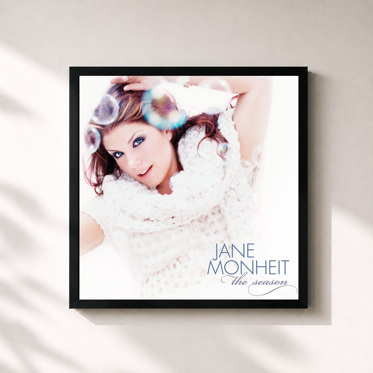 #noir Tableau carré de l'album The Season de Jane Monheit, cadre noir 32x32 cm