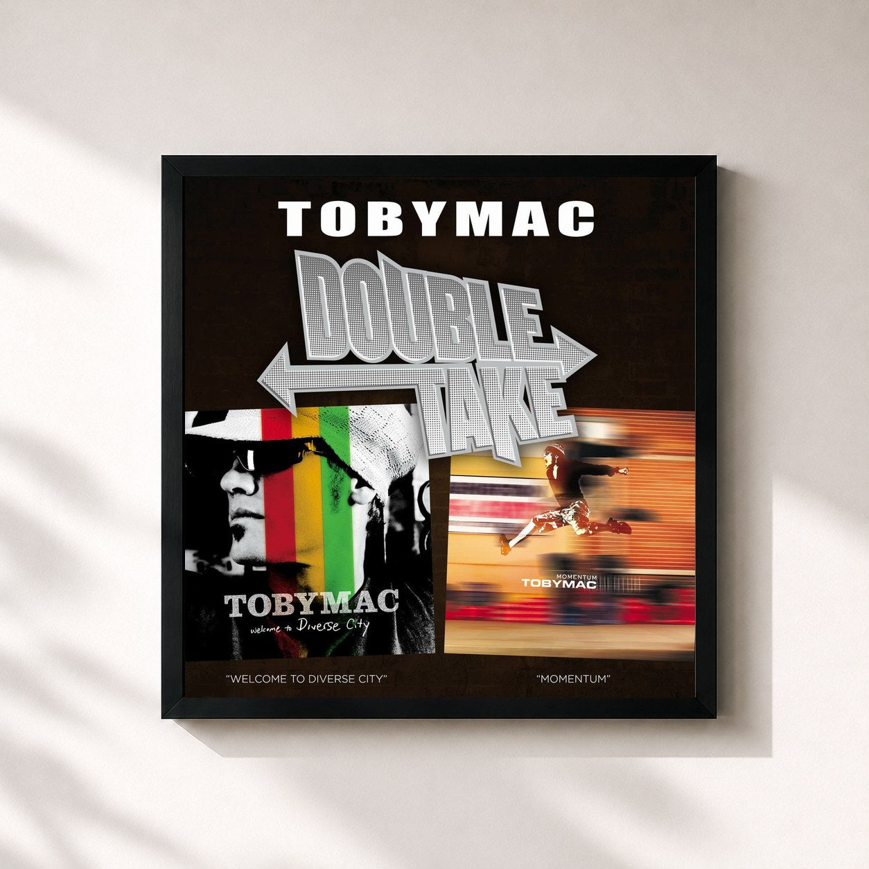 #noir Tableau carré de l'album Double Take de tobyMac, cadre noir 32x32 cm