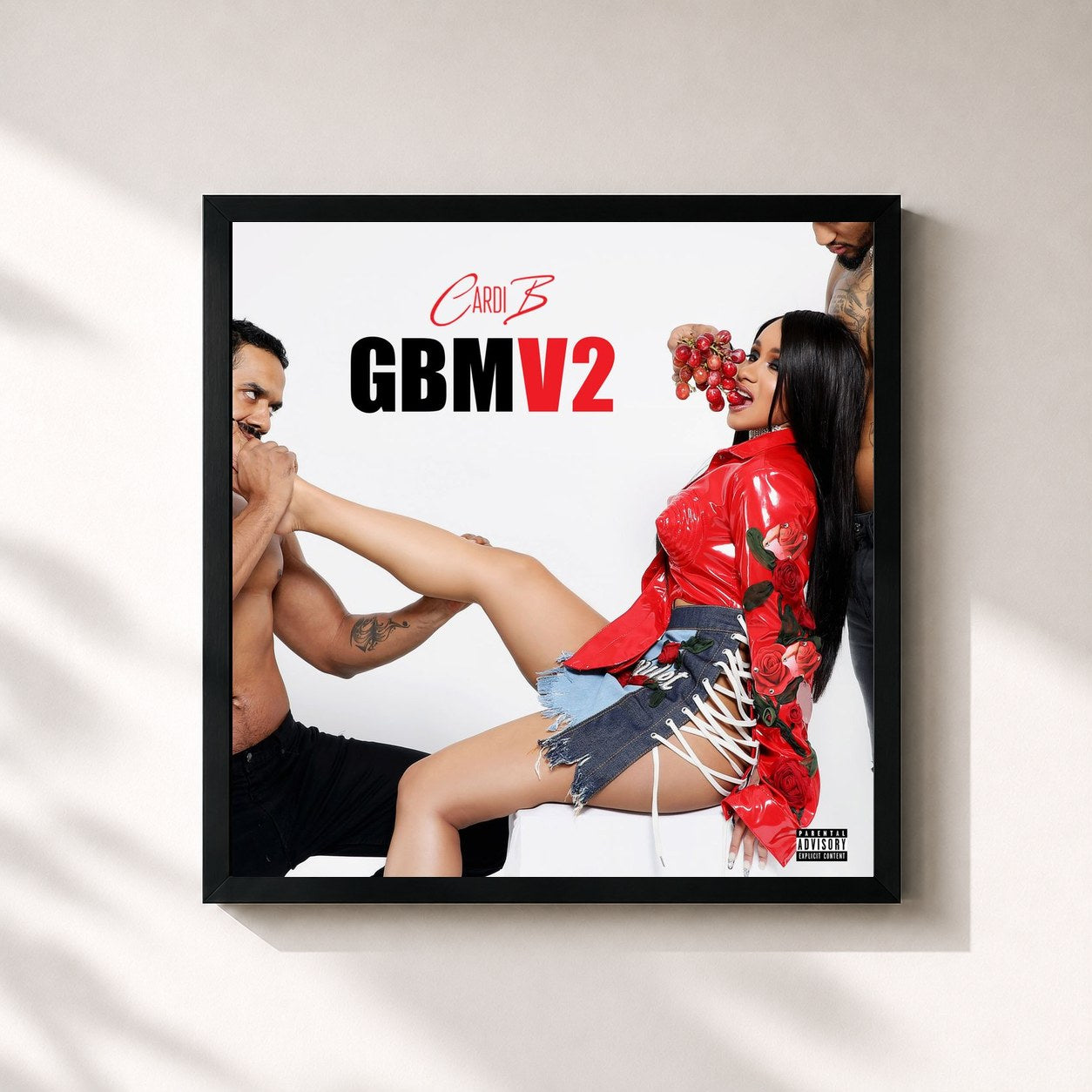 #noir Tableau carré de l'album Gangsta Bitch Music Vol. 2 de Cardi B, cadre noir 32x32 cm