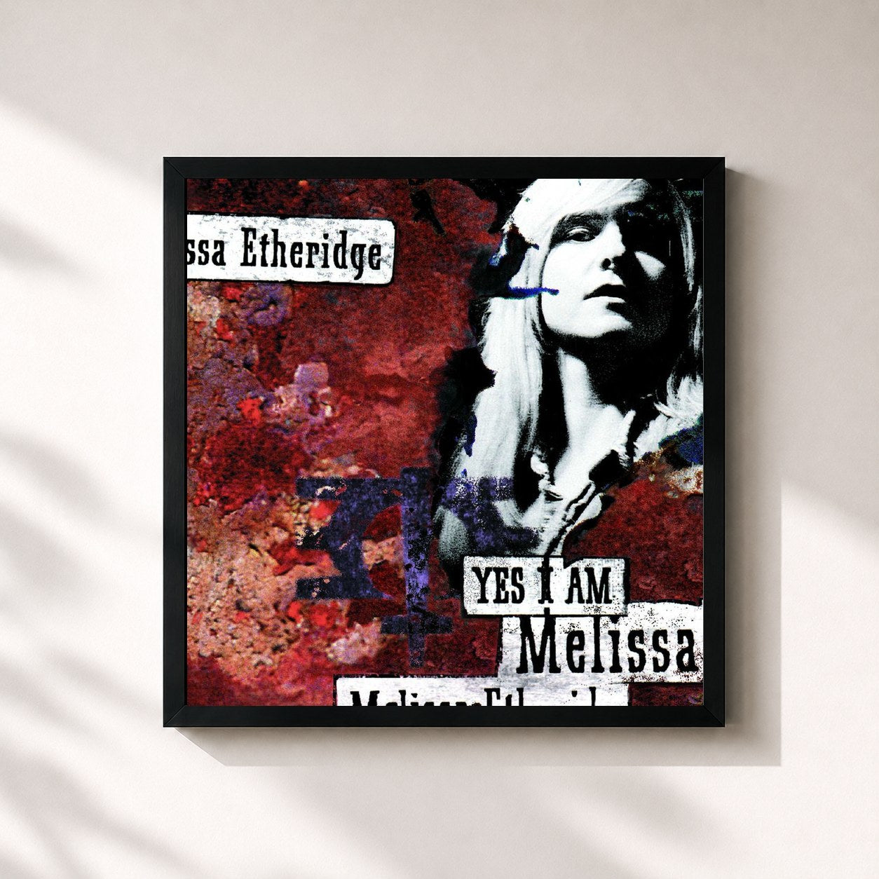 #noir Tableau carré de l'album Yes I Am de Melissa Etheridge, cadre noir 32x32 cm