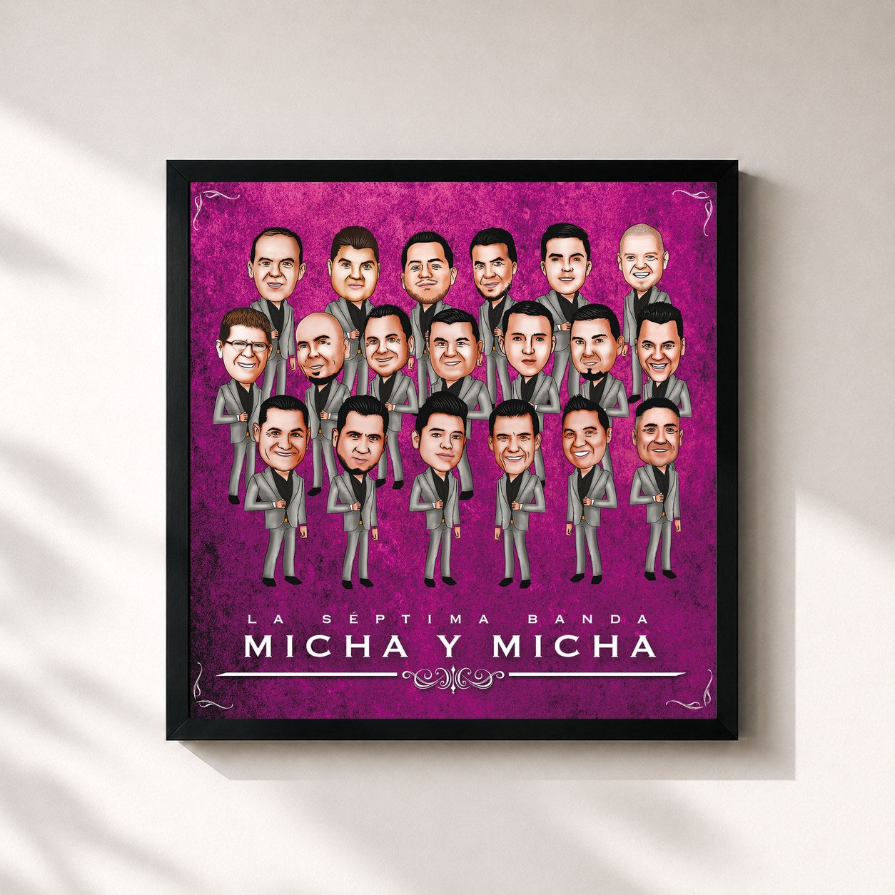 #noir Tableau carré de l'album Micha Y Micha de La Septima Banda, cadre noir 32x32 cm