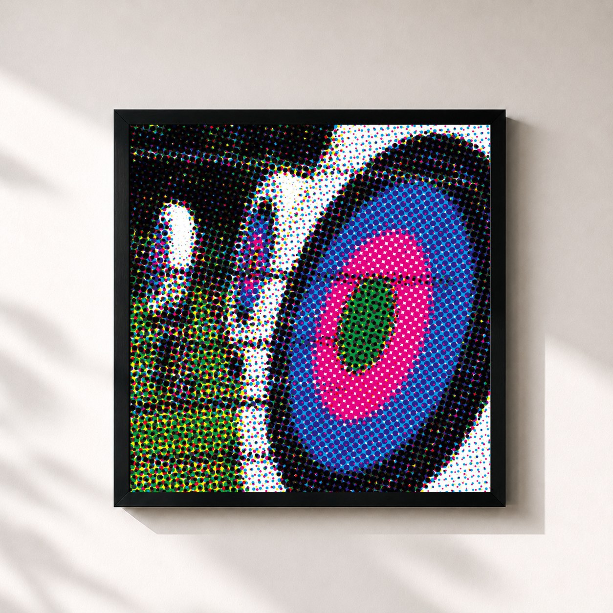#noir Tableau carré de l'album Amor Compartido de Cupido, cadre noir 32x32 cm