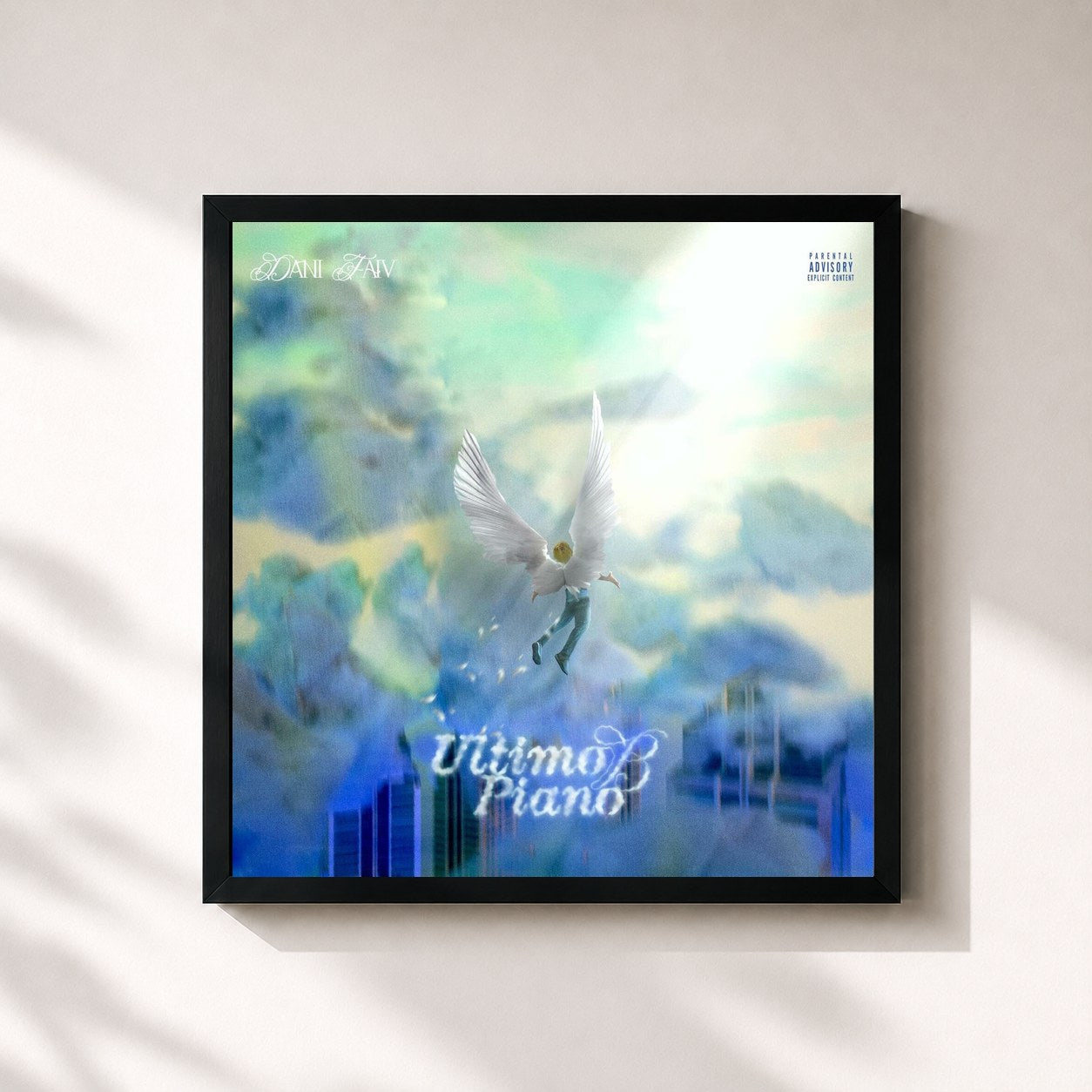 #noir Tableau carré de l'album Ultimo Piano B de Dani Faiv, cadre noir 32x32 cm