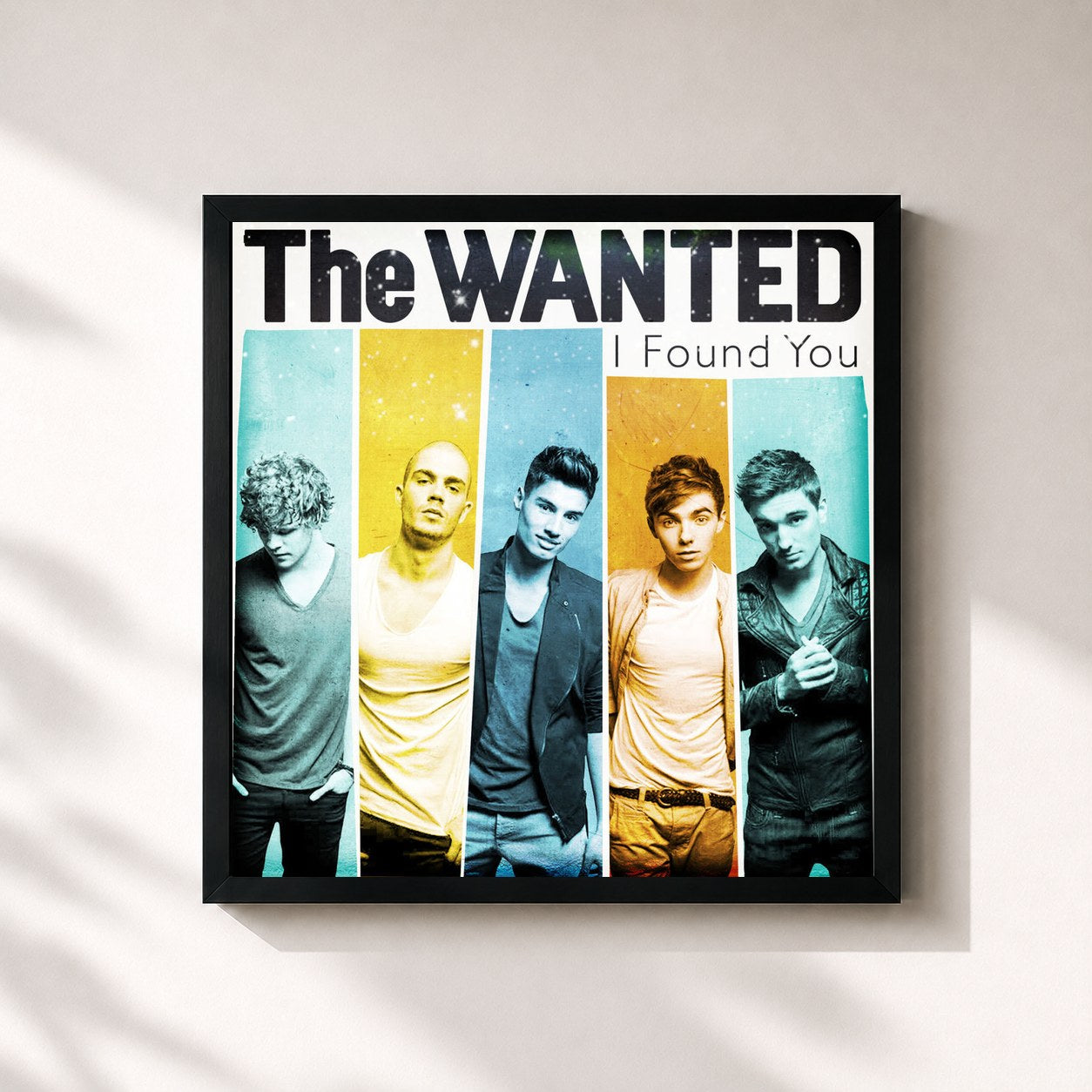 #noir Tableau carré de l'album I Found You EP de The Wanted, cadre noir 32x32 cm