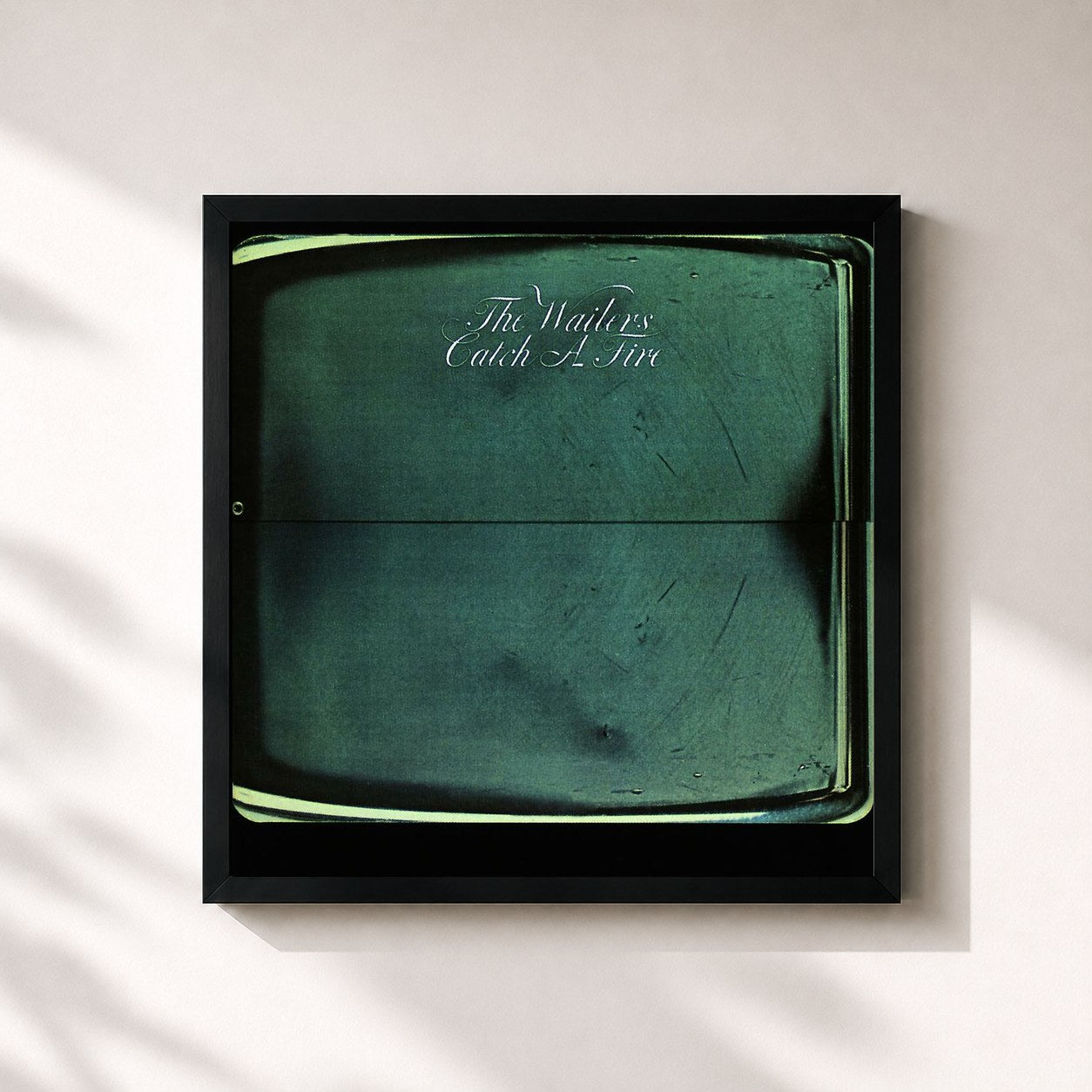 #noir Tableau carré de l'album Catch A Fire de The Wailers, cadre noir 32x32 cm
