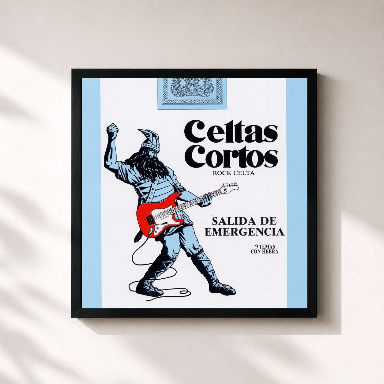 #noir Tableau carré de l'album Rock Celta de Celtas Cortos, cadre noir 32x32 cm
