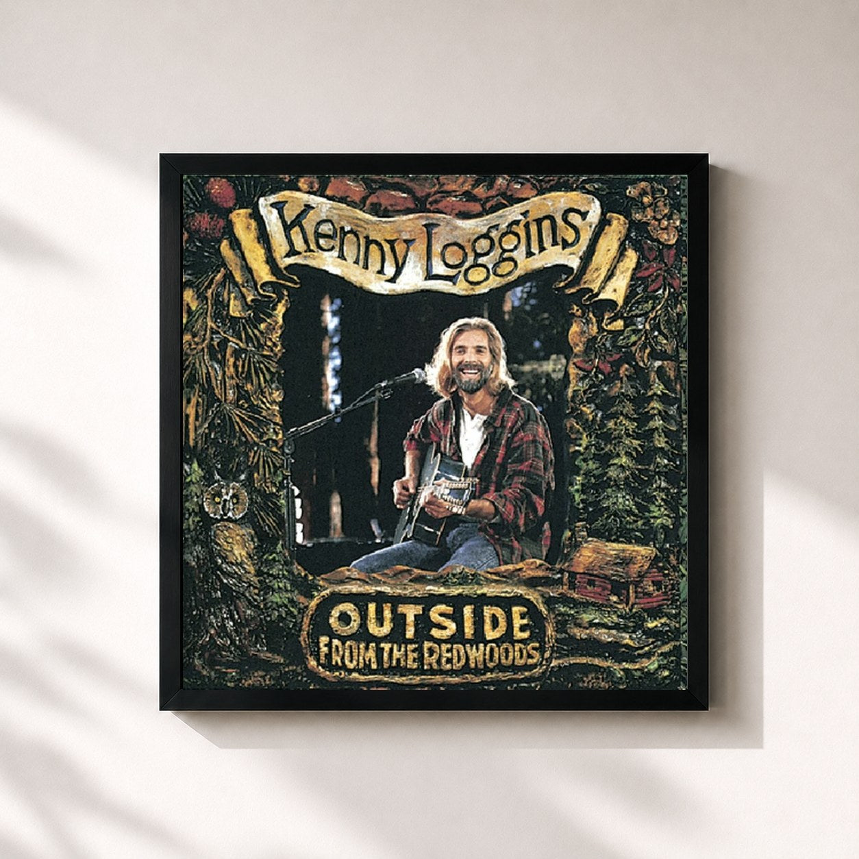 #noir Tableau carré de l'album Outside: From The Redwoods de Kenny Loggins, cadre noir 32x32 cm
