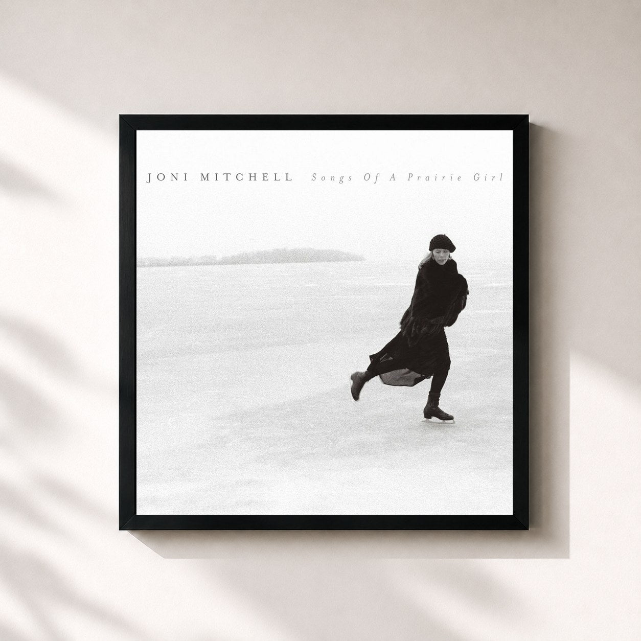 #noir Tableau carré de l'album Songs of a Prairie Girl de Joni Mitchell, cadre noir 32x32 cm
