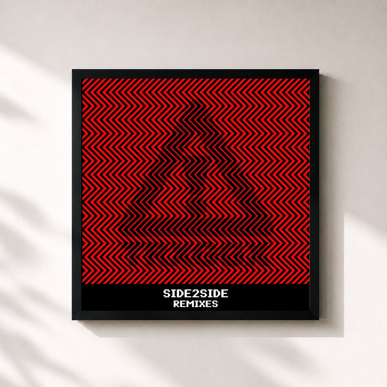 #noir Tableau carré de l'album SIDE2SIDE REMIXES de Flosstradamus, cadre noir 32x32 cm