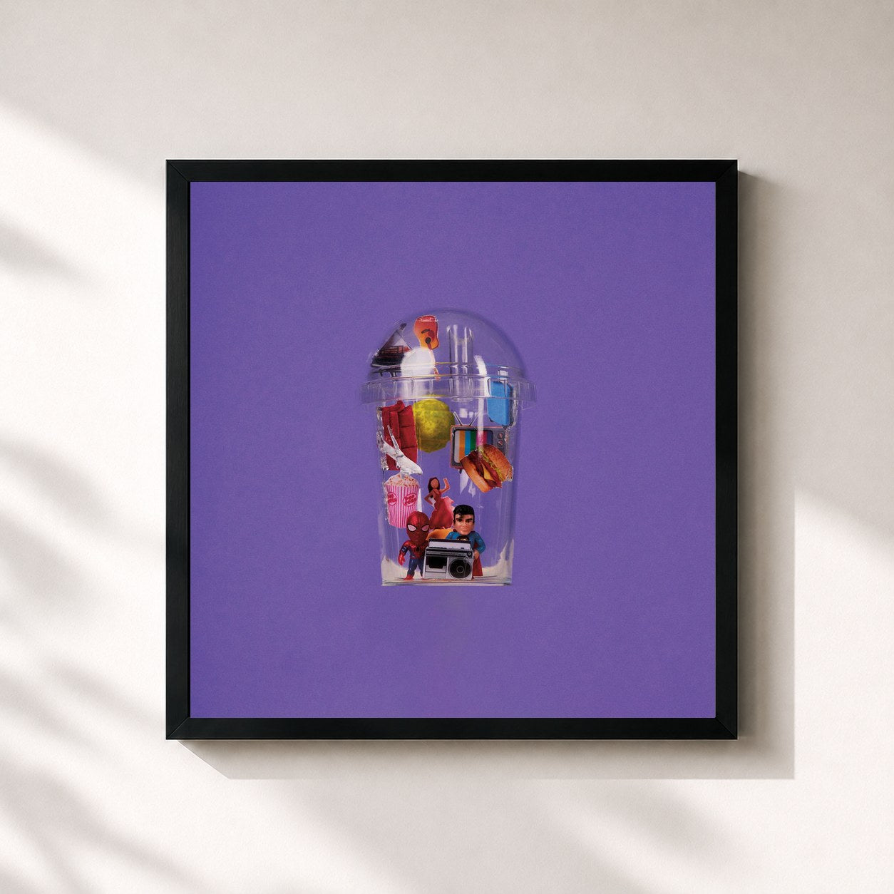 #noir Tableau carré de l'album Culturama de David Rees, cadre noir 32x32 cm