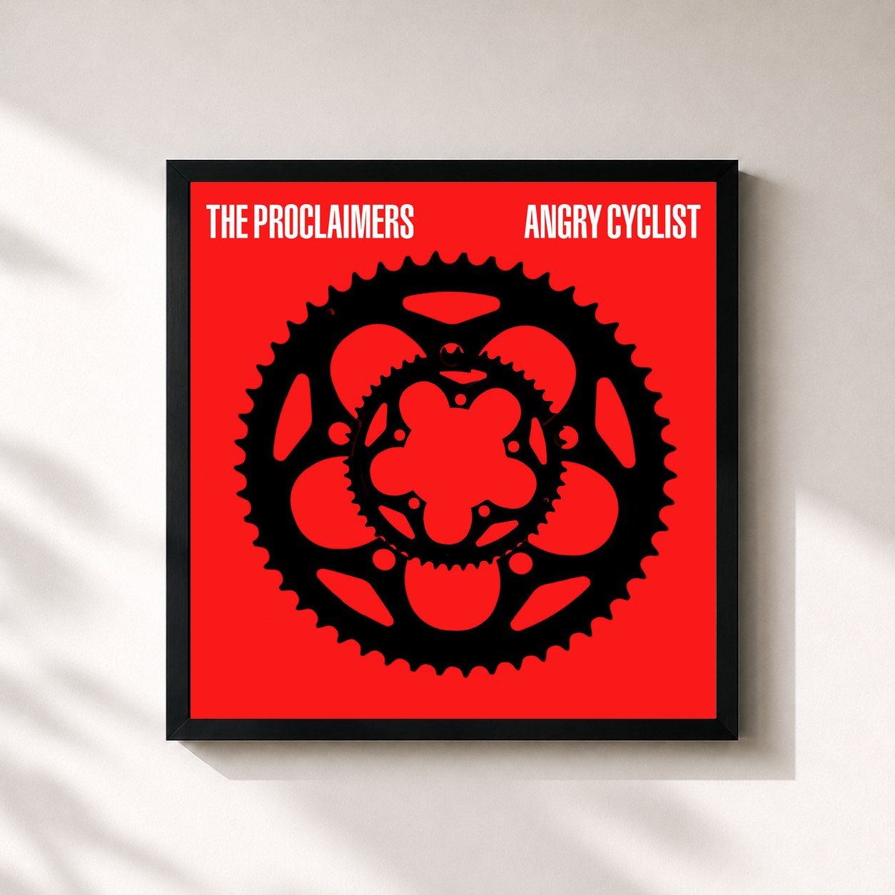 #noir Tableau carré de l'album Angry Cyclist de The Proclaimers, cadre noir 32x32 cm