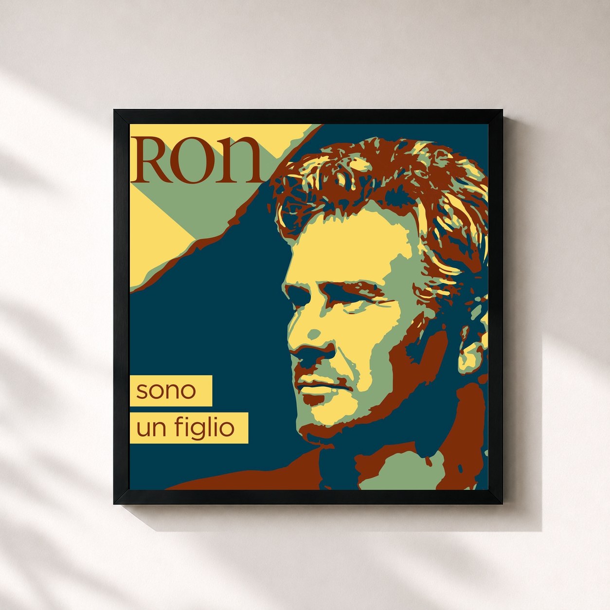 #noir Tableau carré de l'album Sono un figlio de Ron, cadre noir 32x32 cm