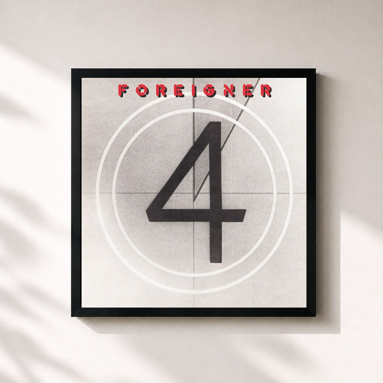 #noir Tableau carré de l'album 4 (Expanded) de Foreigner, cadre noir 32x32 cm