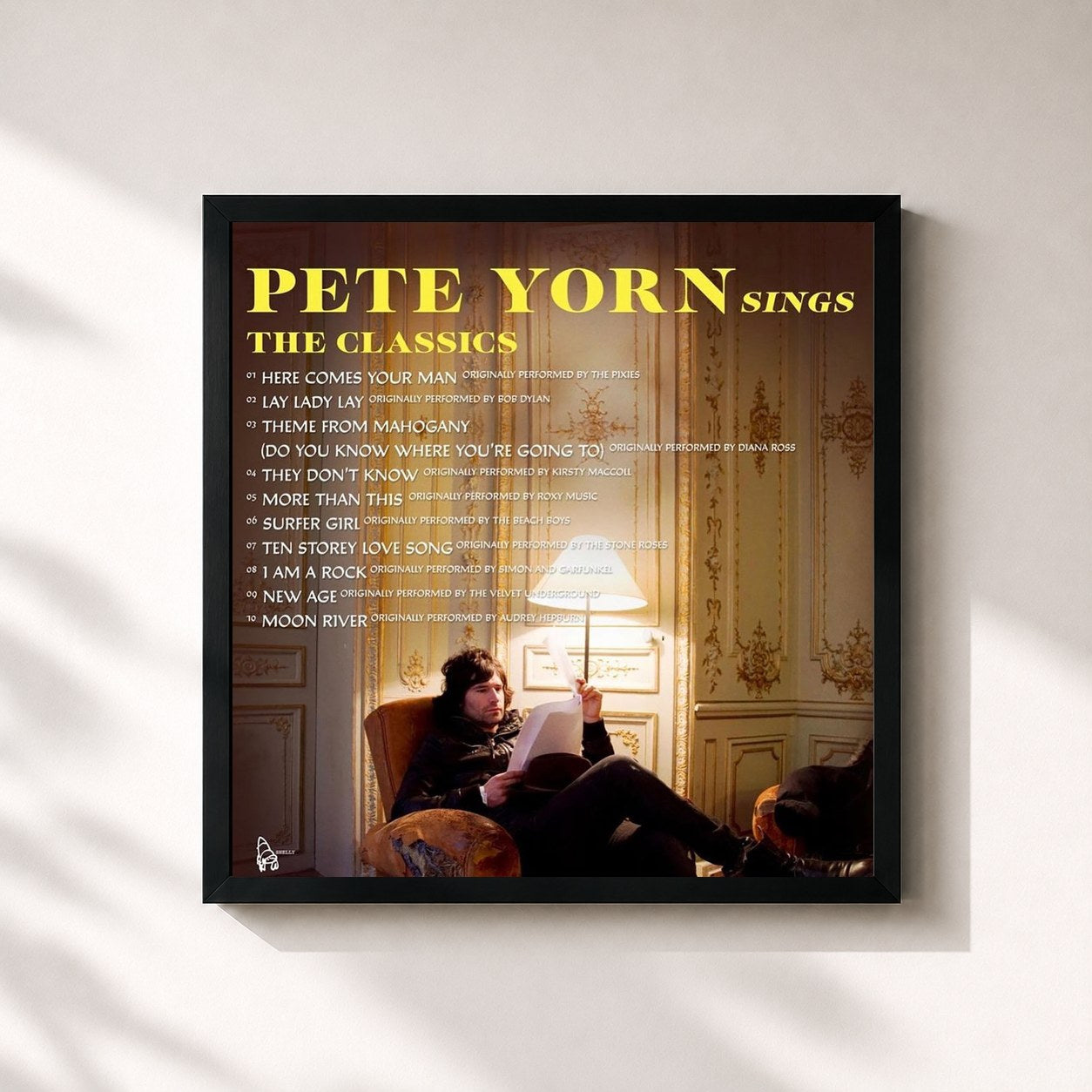 #noir Tableau carré de l'album Pete Yorn Sings the Classics de Pete Yorn, cadre noir 32x32 cm