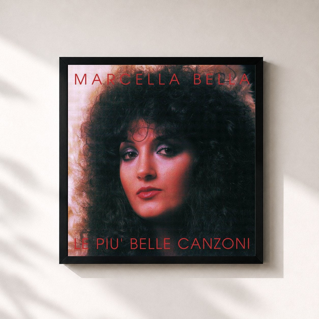 #noir Tableau carré de l'album Le più belle canzoni de Marcella Bella, cadre noir 32x32 cm
