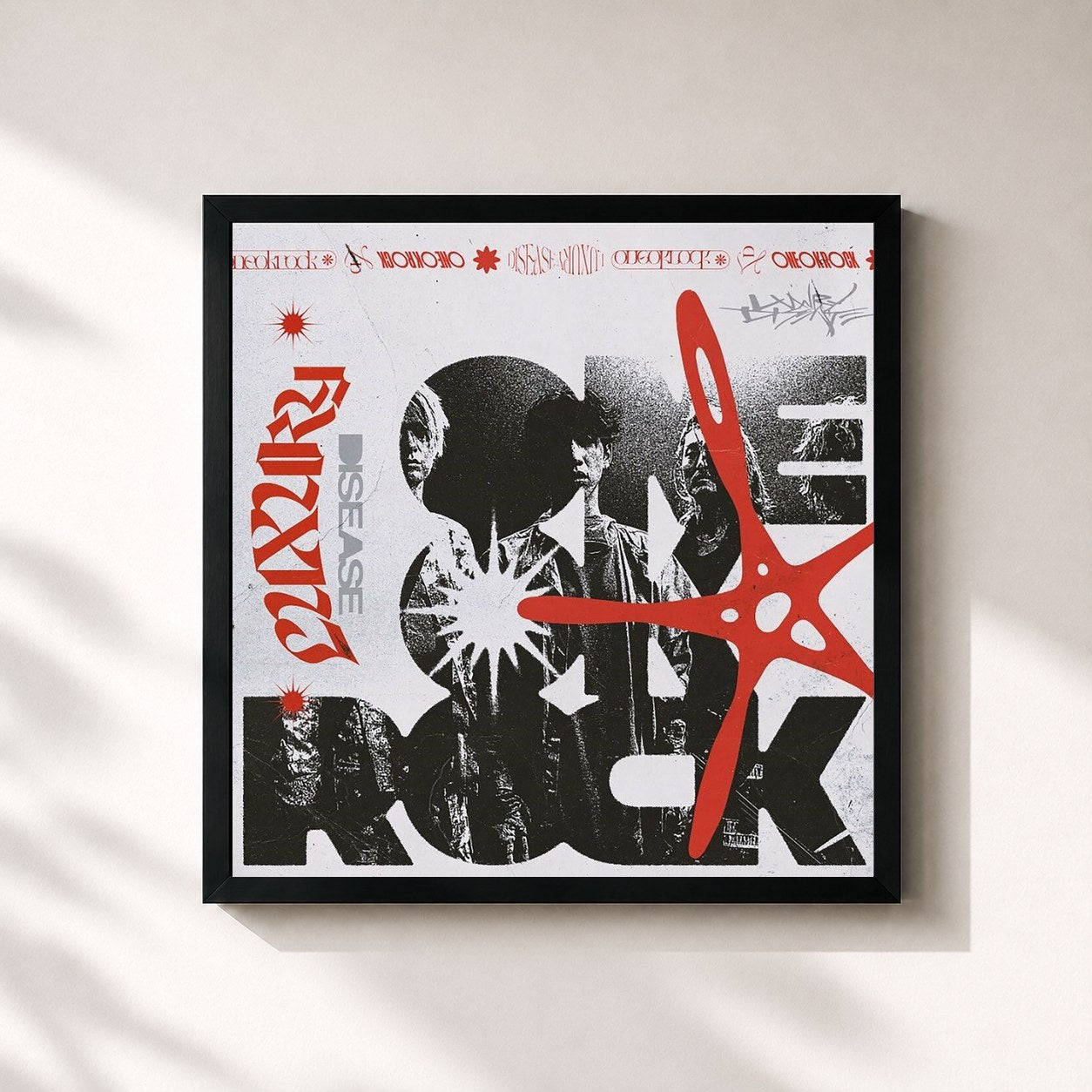 #noir Tableau carré de l'album Luxury Disease (Japanese Version) de ONE OK ROCK, cadre noir 32x32 cm