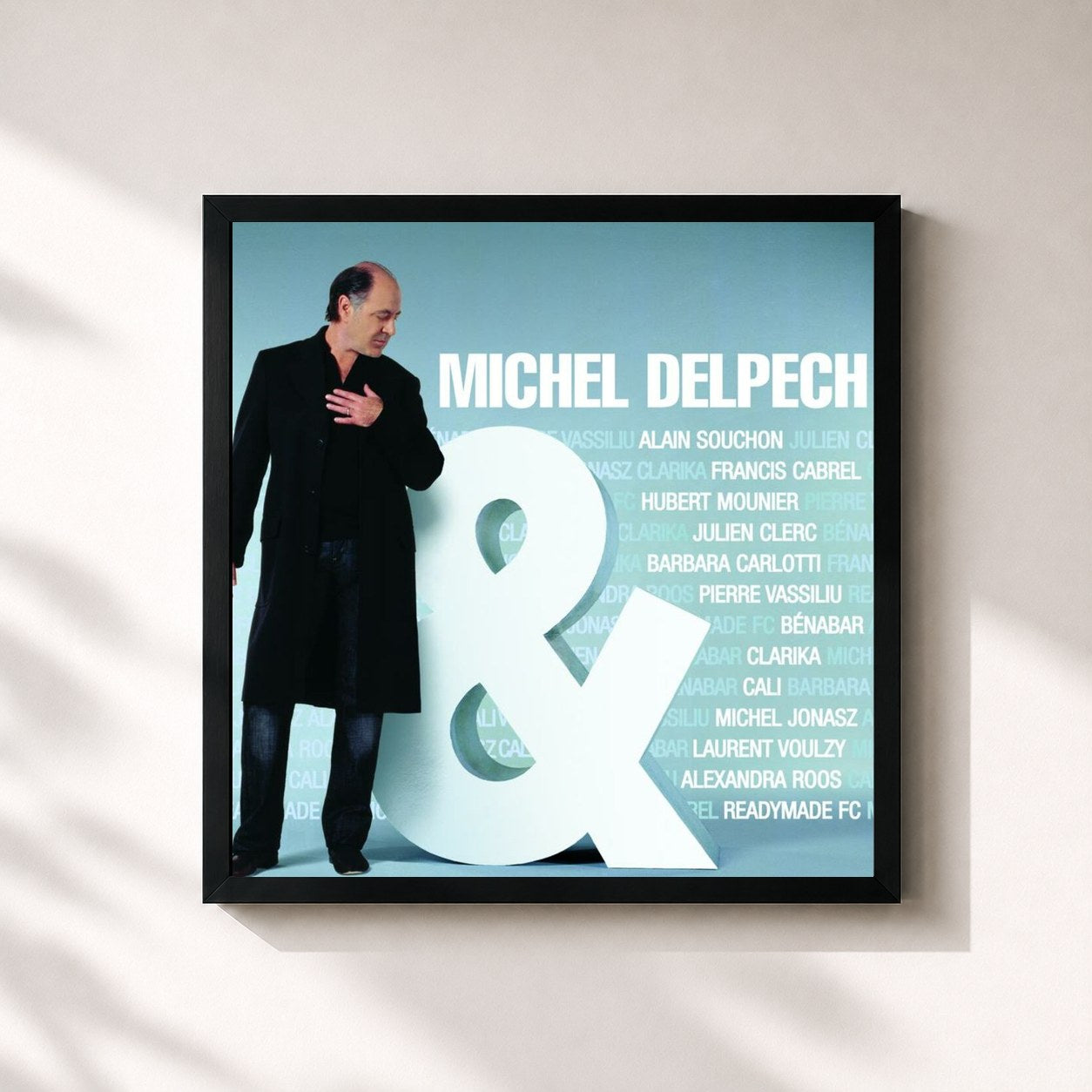 #noir Tableau carré de l'album Album De Duos de Michel Delpech, cadre noir 32x32 cm