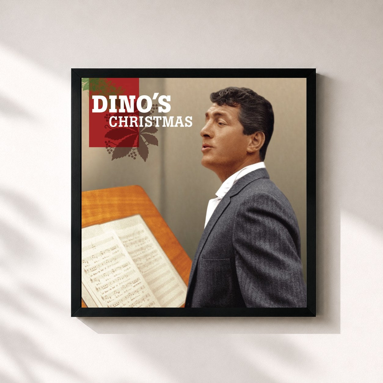 #noir Tableau carré de l'album Dino's Christmas de Dean Martin, cadre noir 32x32 cm