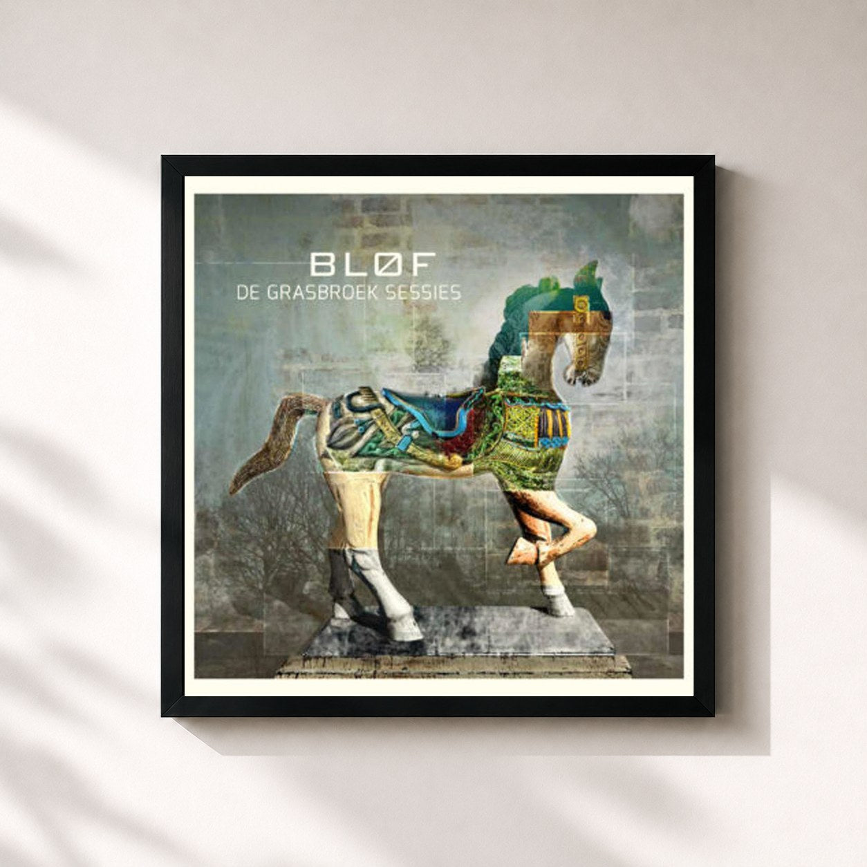 #noir Tableau carré de l'album De Grasbroek Sessies de Bløf, cadre noir 32x32 cm