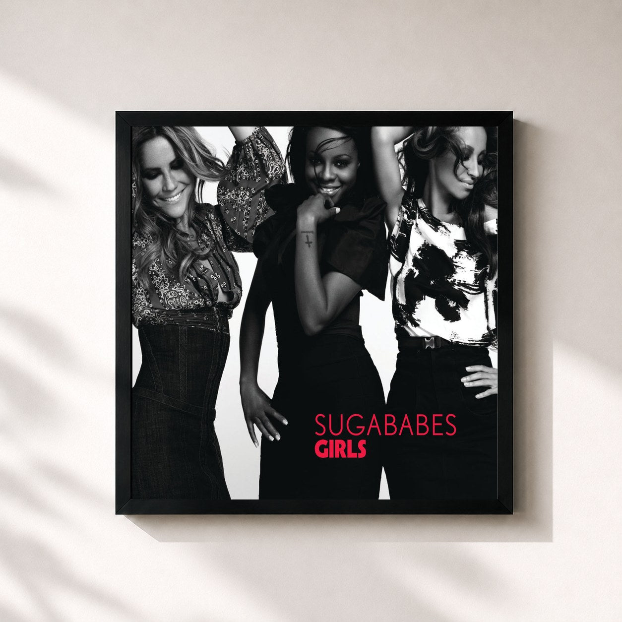 #noir Tableau carré de l'album Girls (EP) de Sugababes, cadre noir 32x32 cm