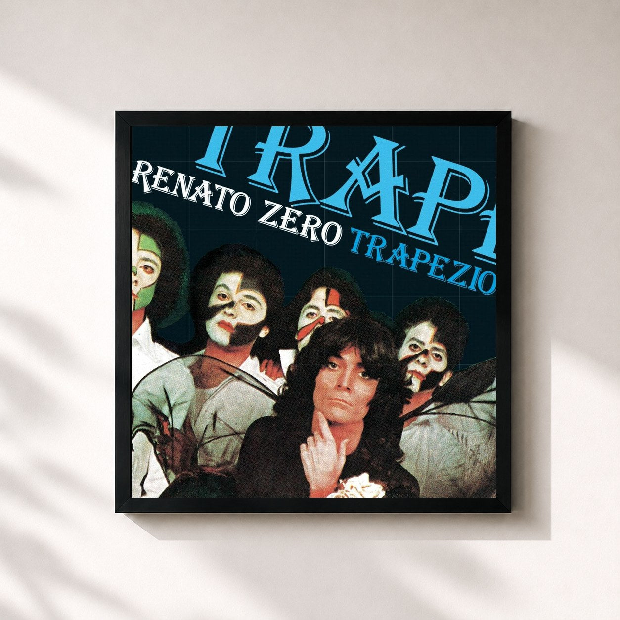 #noir Tableau carré de l'album Trapezio de Renato Zero, cadre noir 32x32 cm