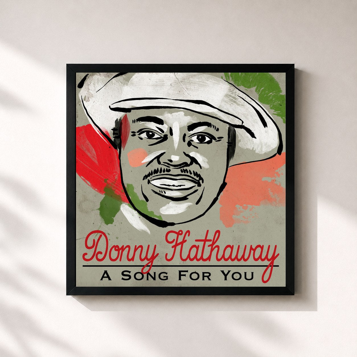 #noir Tableau carré de l'album A Song For You de Donny Hathaway, cadre noir 32x32 cm