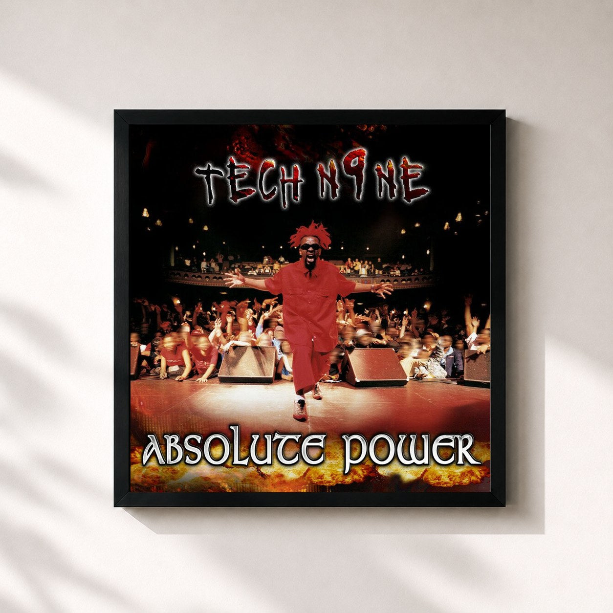 #noir Tableau carré de l'album Absolute Power de Tech N9ne, cadre noir 32x32 cm