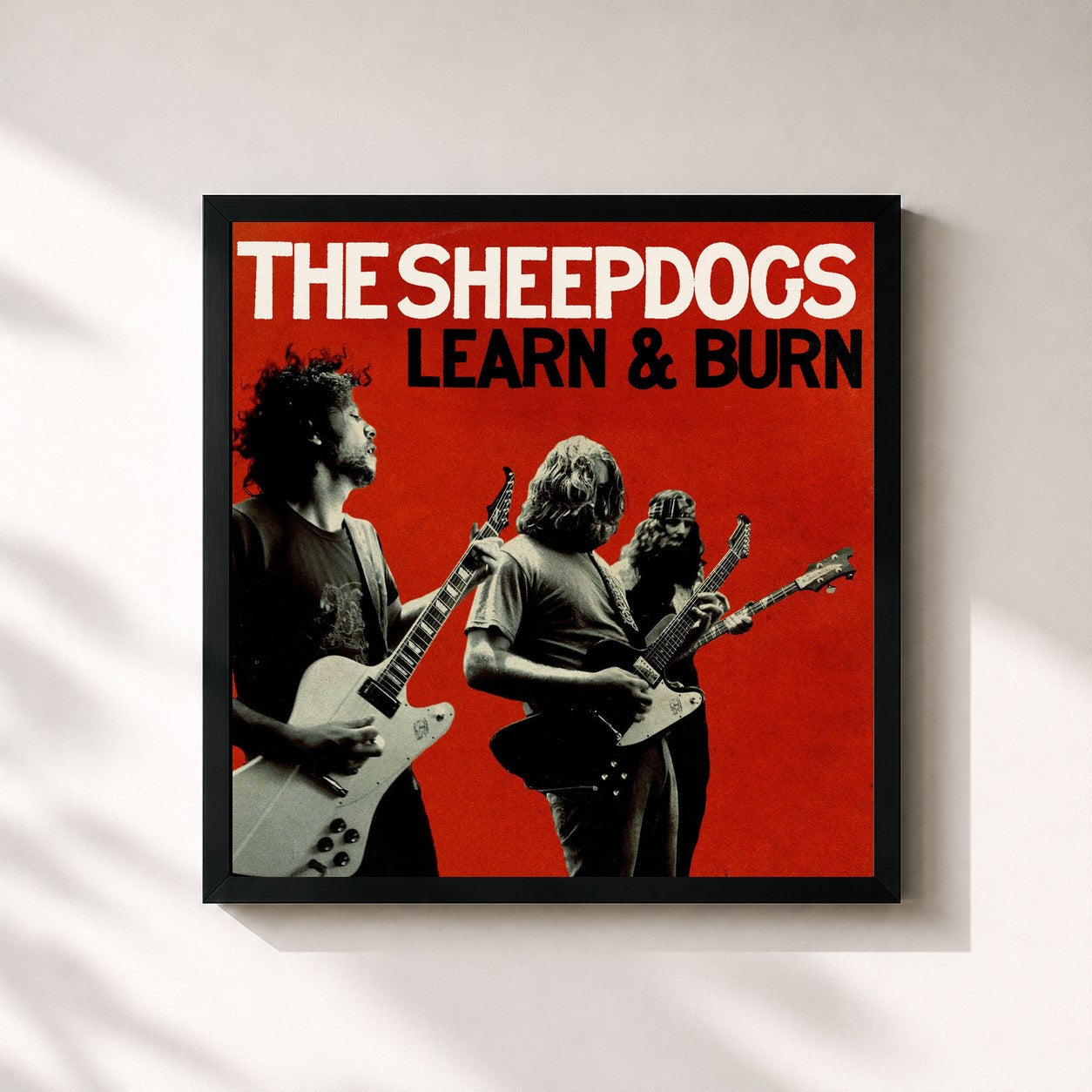 #noir Tableau carré de l'album Learn & Burn (Deluxe) de The Sheepdogs, cadre noir 32x32 cm