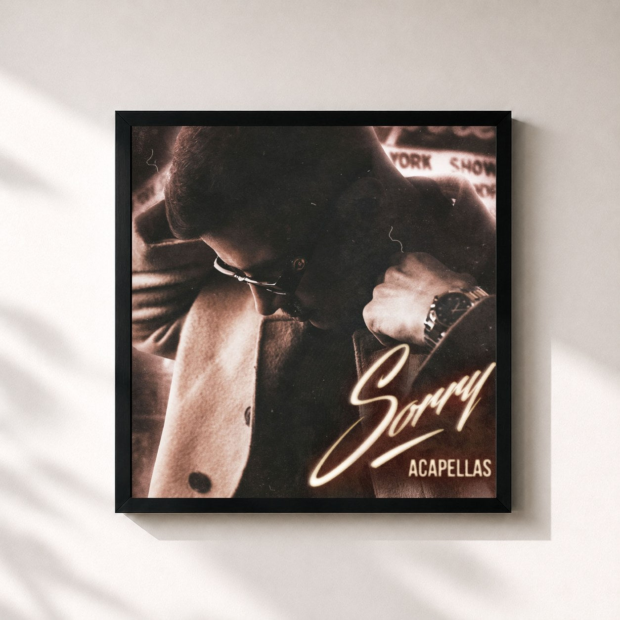 #noir Tableau carré de l'album SORRY... (A Cappella) de Dardan, cadre noir 32x32 cm