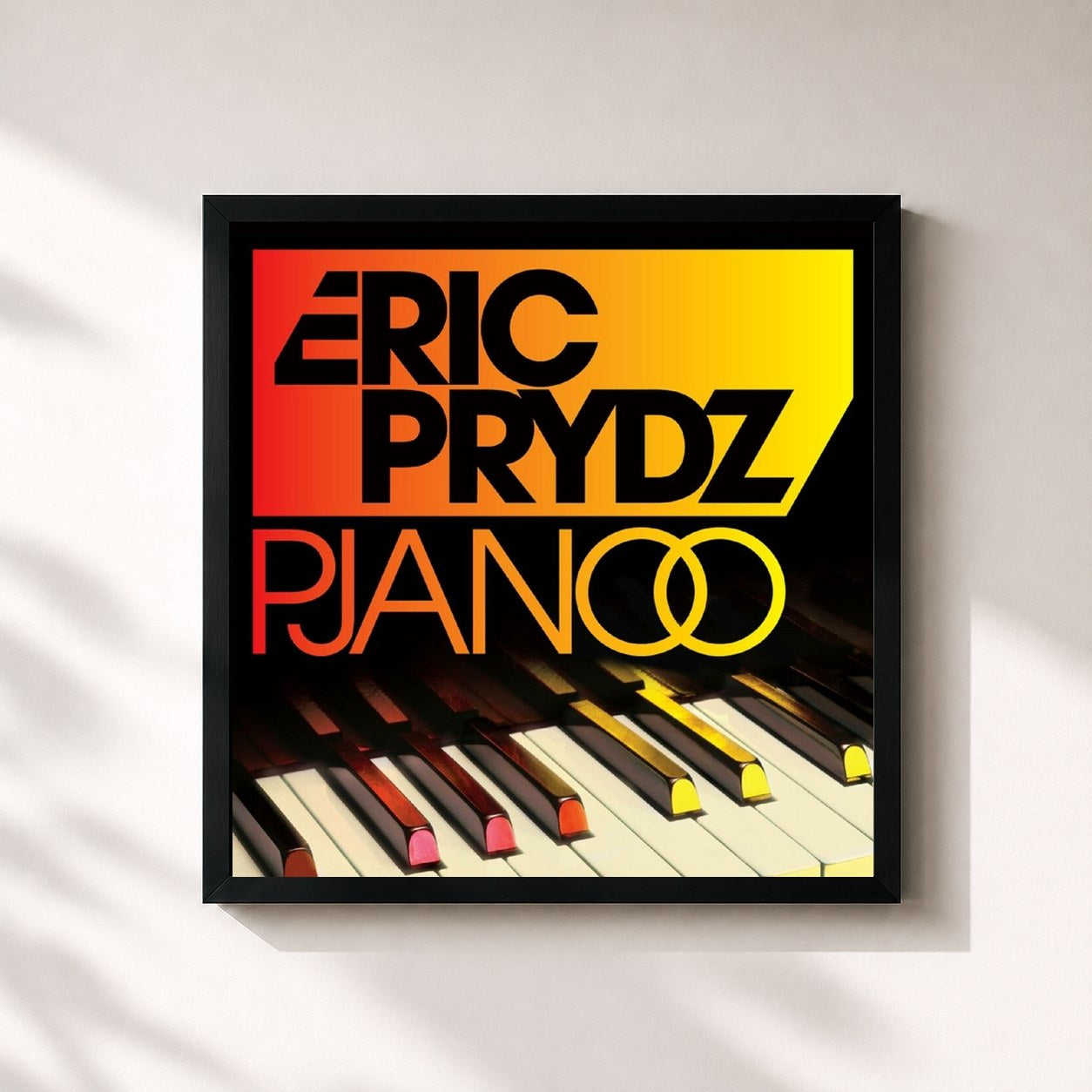 #noir Tableau carré de l'album Pjanoo (Remixes) de Eric Prydz, cadre noir 32x32 cm