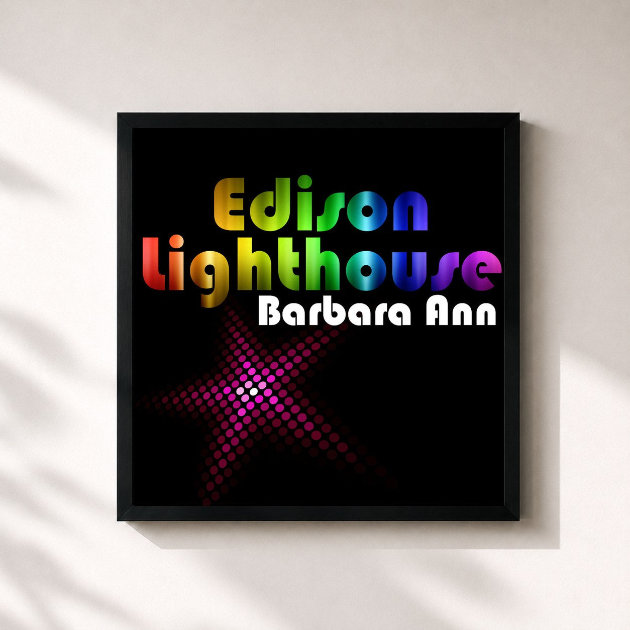 #noir Tableau carré de l'album Barbara Ann de Edison Lighthouse, cadre noir 32x32 cm