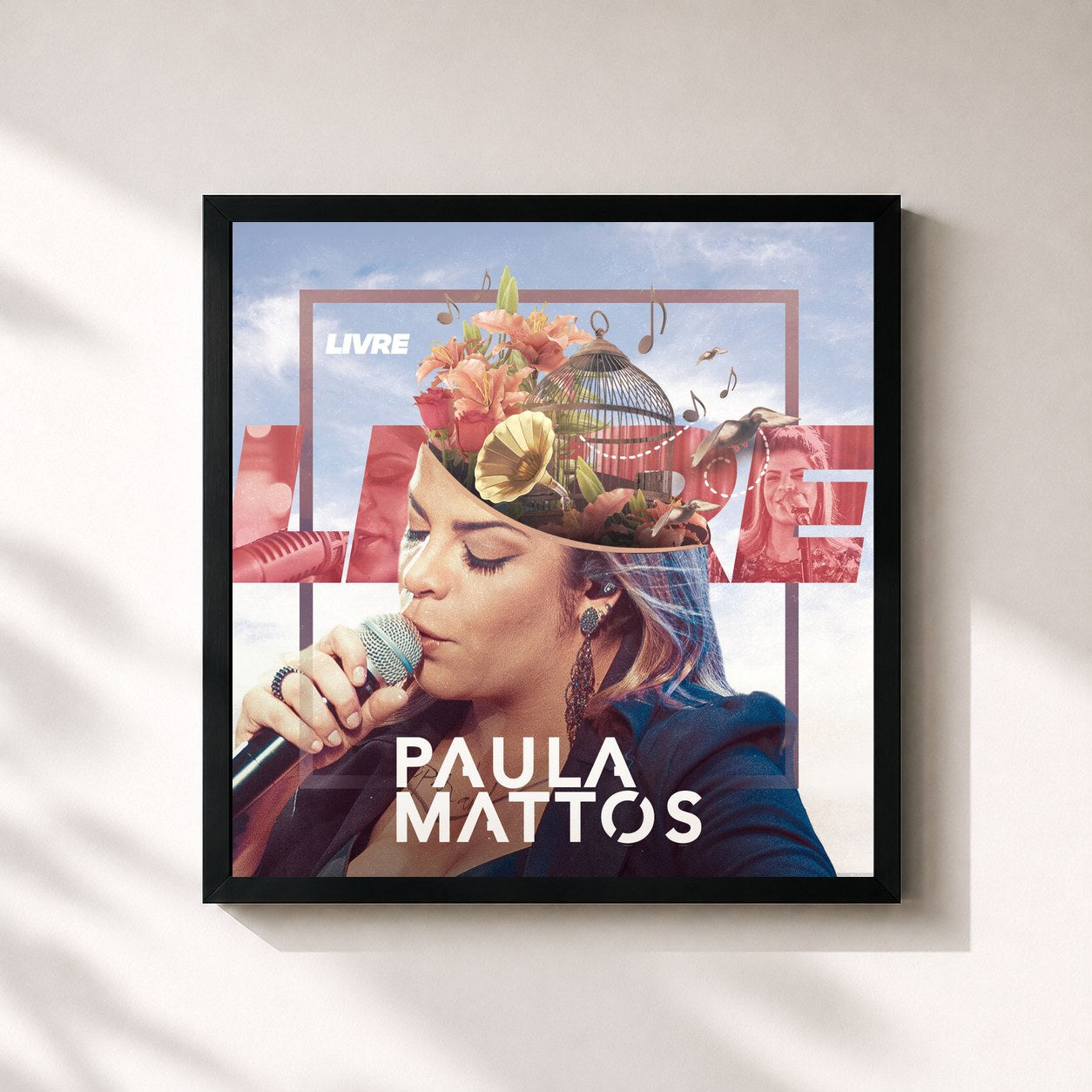 #noir Tableau carré de l'album Livre de Paula Mattos, cadre noir 32x32 cm
