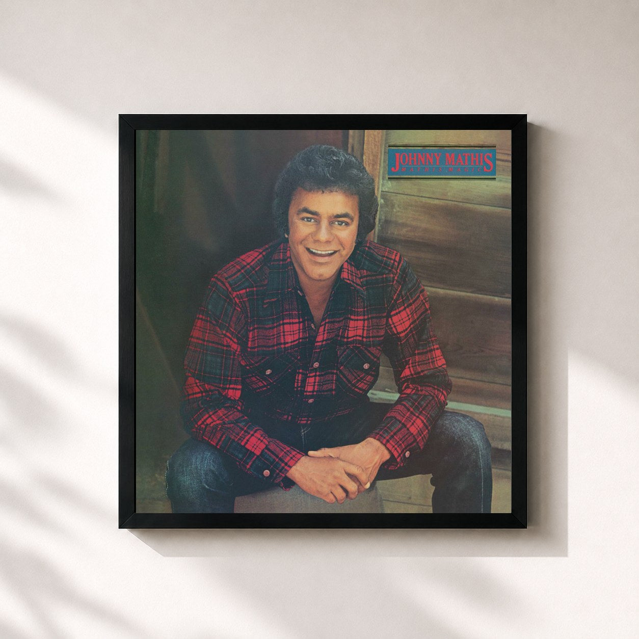 #noir Tableau carré de l'album Mathis Magic de Johnny Mathis, cadre noir 32x32 cm