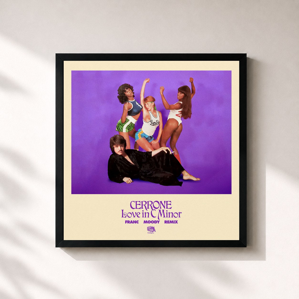 #noir Tableau carré de l'album Love In C Minor (Franc Moody Remix) de Cerrone, cadre noir 32x32 cm