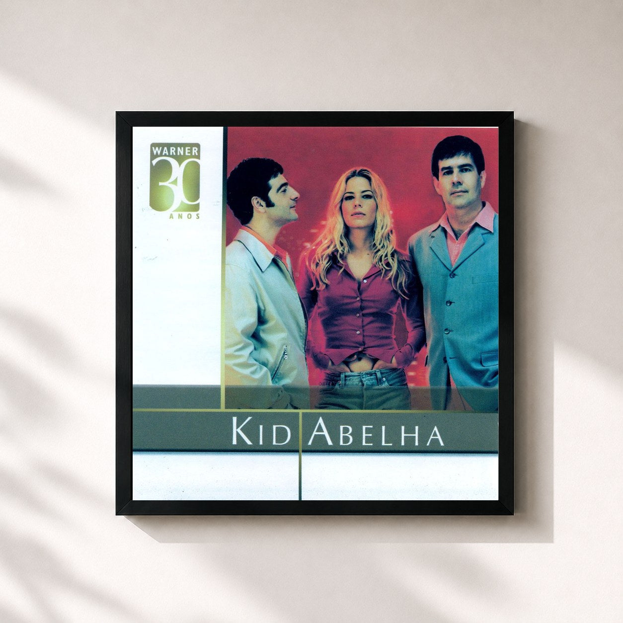#noir Tableau carré de l'album Warner 30 Anos de Kid Abelha, cadre noir 32x32 cm