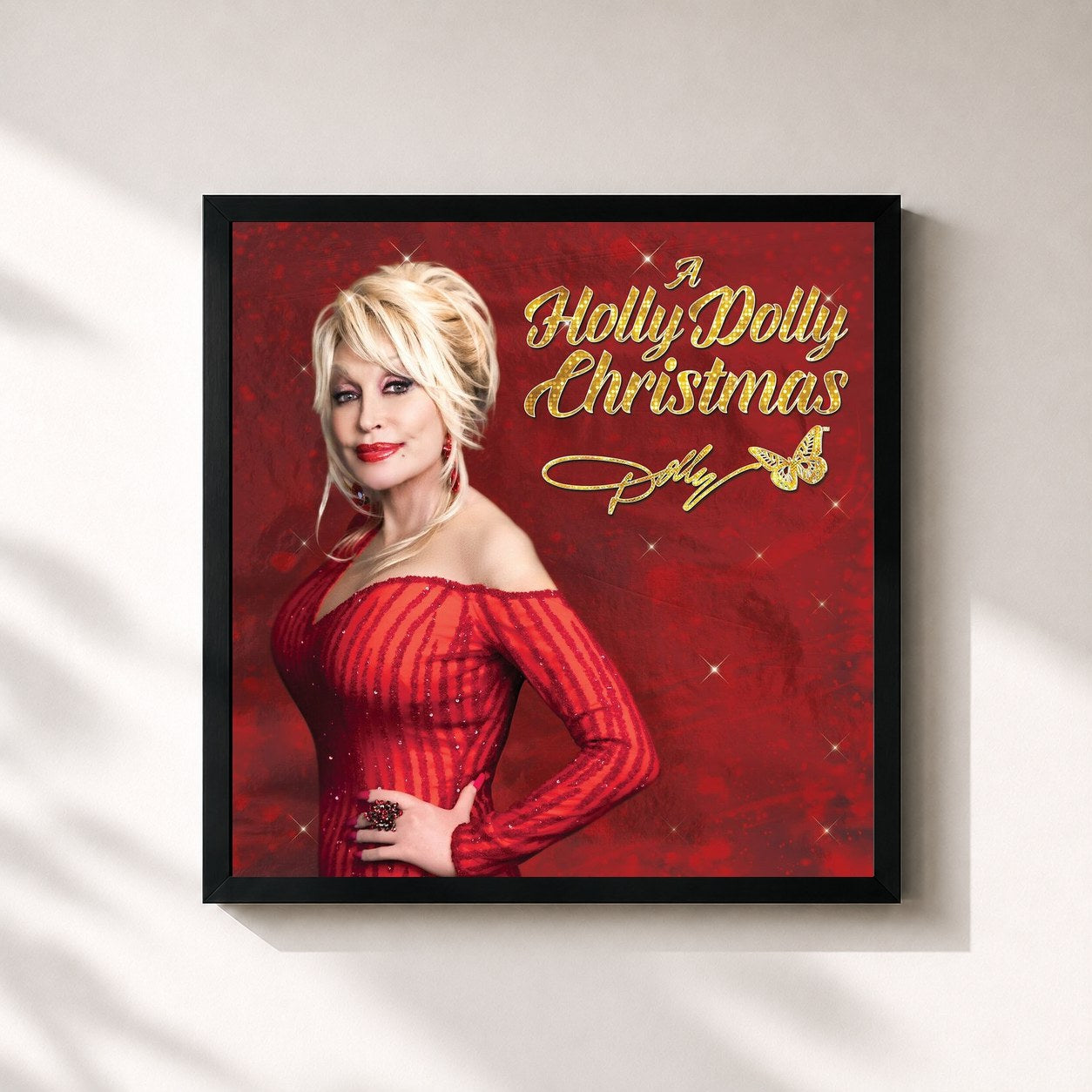 #noir Tableau carré de l'album A Holly Dolly Christmas (Ultimate Deluxe Edition) de Dolly Parton, cadre noir 32x32 cm