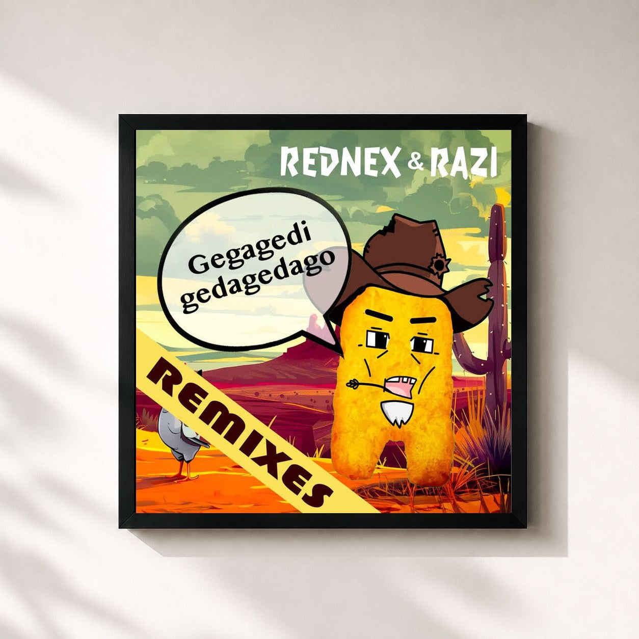 #noir Tableau carré de l'album Gegagedigedagedago - Remixes de Rednex, cadre noir 32x32 cm