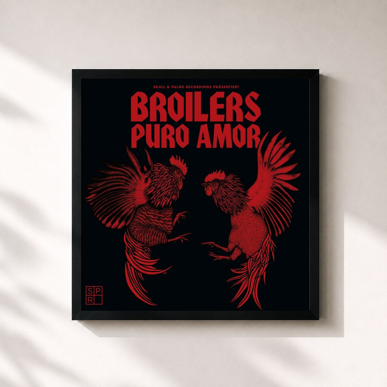#noir Tableau carré de l'album Puro Amor de Broilers, cadre noir 32x32 cm
