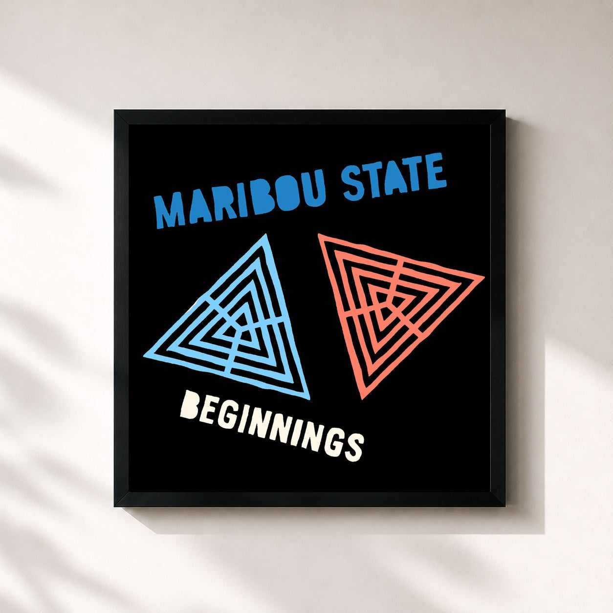 #noir Tableau carré de l'album Beginnings de Maribou State, cadre noir 32x32 cm